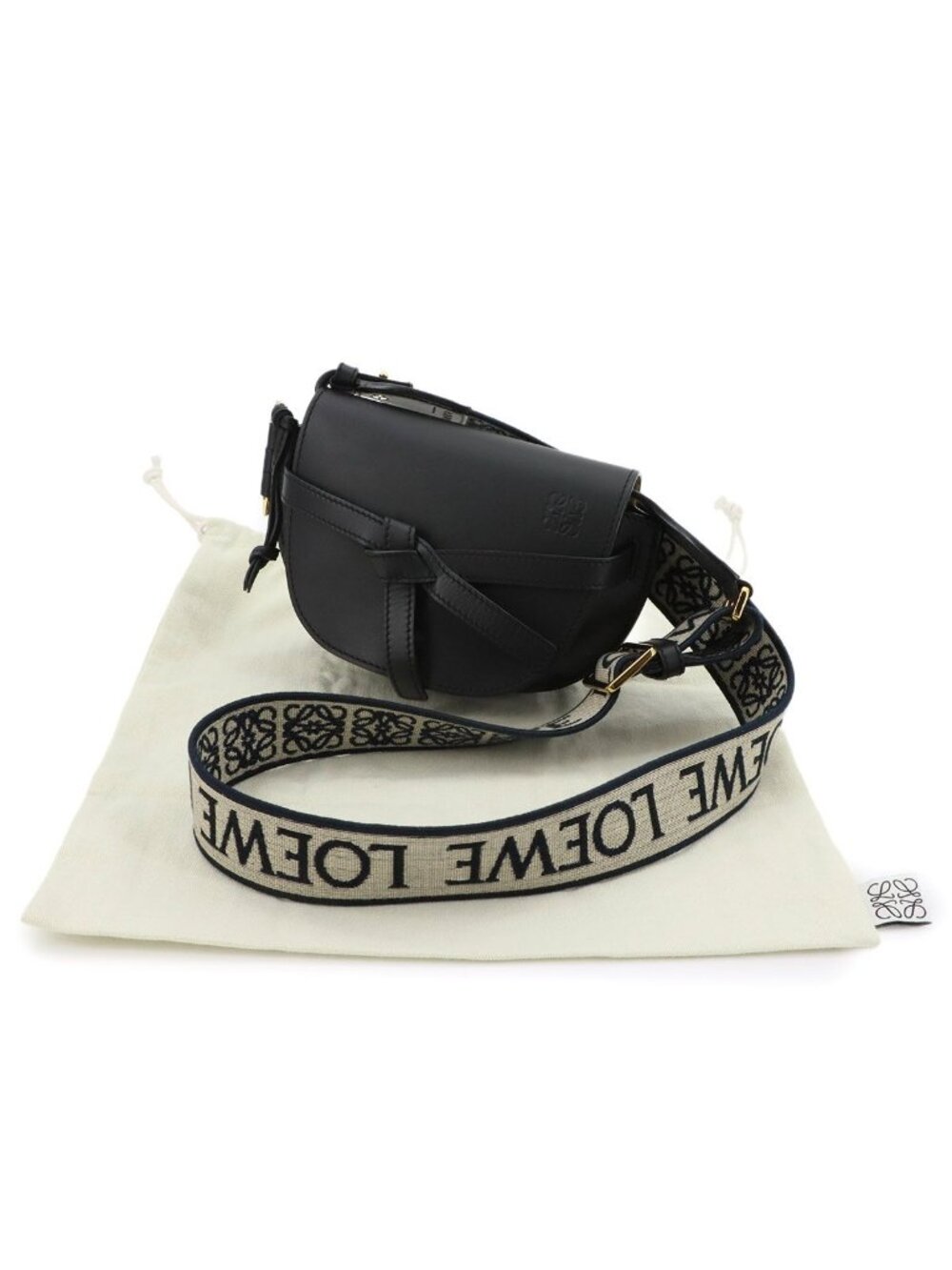 ★SOLD★ Loewe Gate Dual Mini Shoulder Bag Leather Black Gold - Picture 2 of 10
